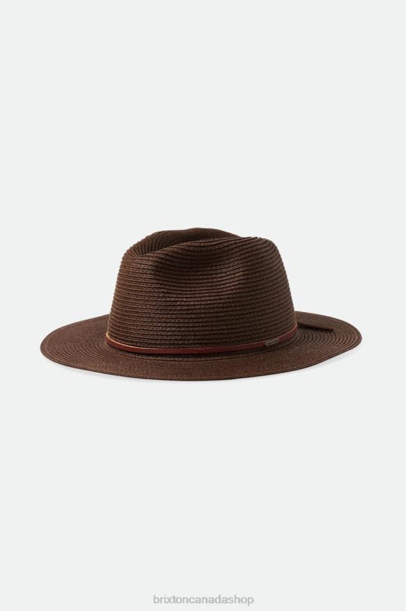 Brixton Accessories Dark Earth Men Wesley Straw Packable Fedora HFR00P200
