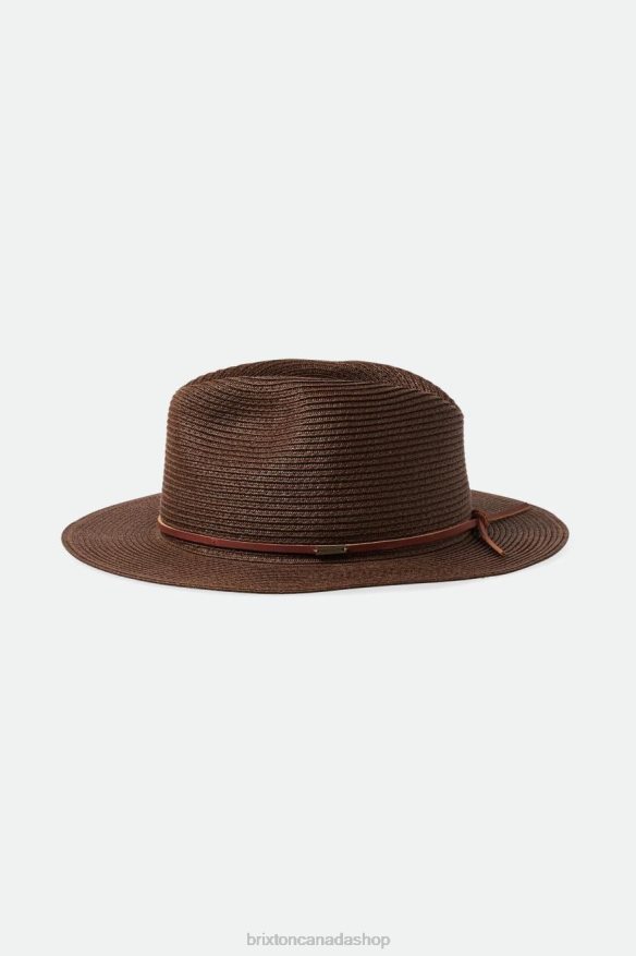 Brixton Accessories Dark Earth Men Wesley Straw Packable Fedora HFR00P200