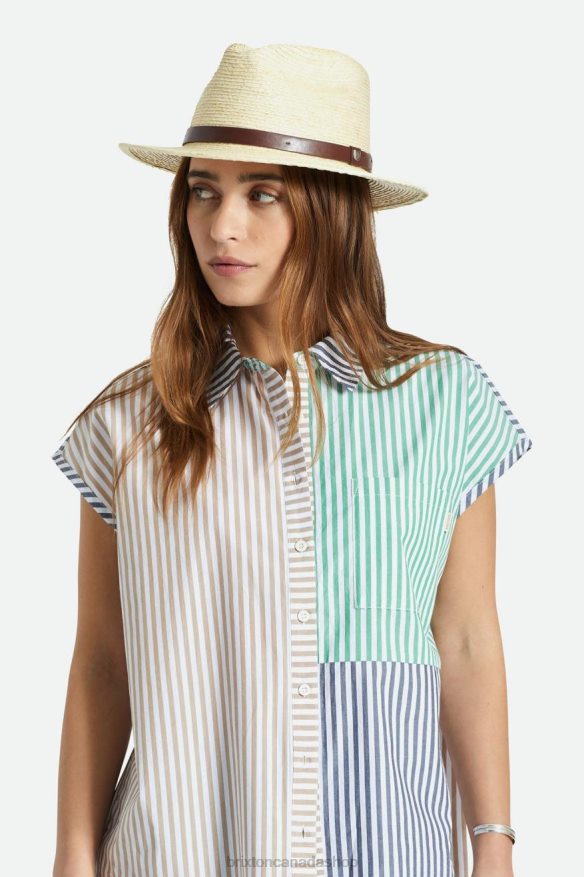 Brixton Accessories Natural/Brown Men Messer Straw Fedora HFR00P201