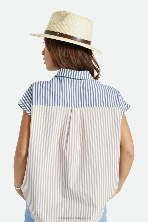 Brixton Accessories Natural/Brown Men Messer Straw Fedora HFR00P201