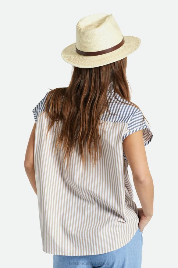 Brixton Accessories Natural/Brown Men Messer Straw Fedora HFR00P201