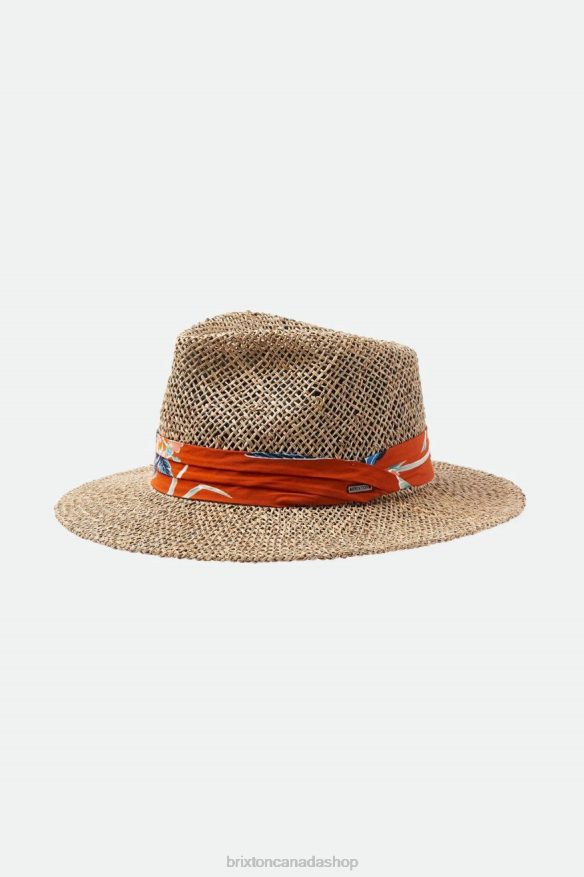 Brixton Accessories Natural/Burnt Red Men Aloha Straw Fedora HFR00P188