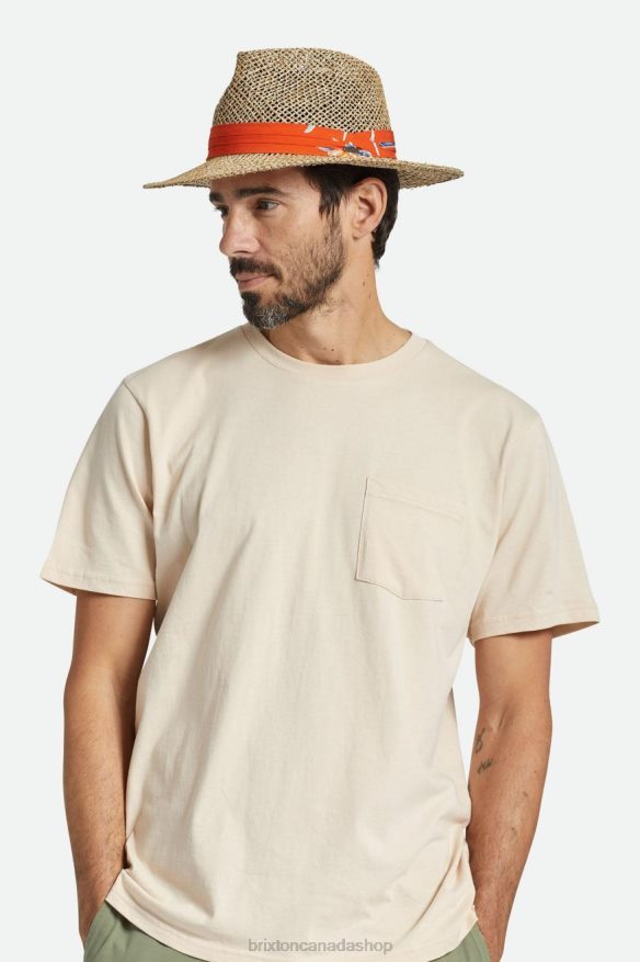 Brixton Accessories Natural/Burnt Red Men Aloha Straw Fedora HFR00P188