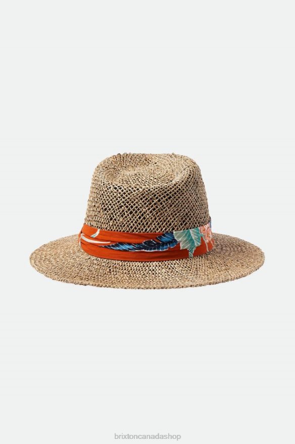 Brixton Accessories Natural/Burnt Red Men Aloha Straw Fedora HFR00P188