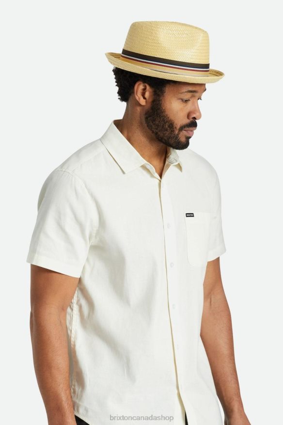 Brixton Accessories Tan Men Castor Straw Fedora HFR00P174