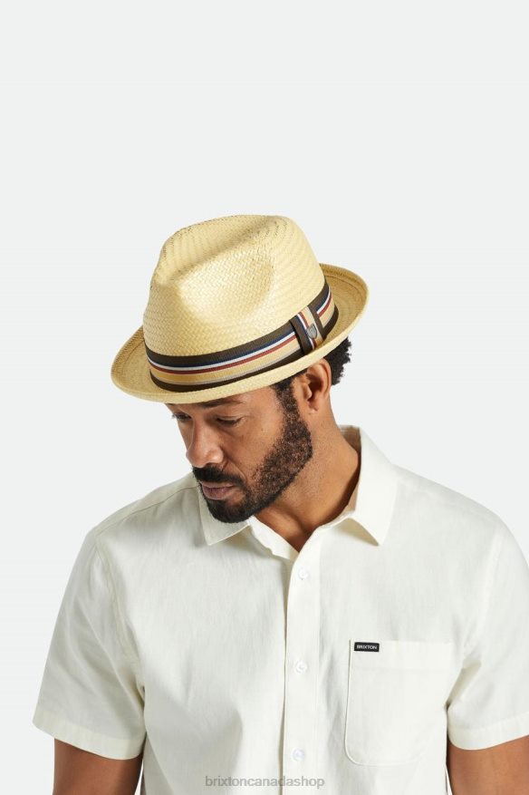 Brixton Accessories Tan Men Castor Straw Fedora HFR00P174