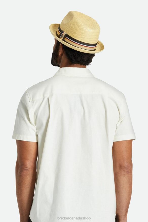 Brixton Accessories Tan Men Castor Straw Fedora HFR00P174