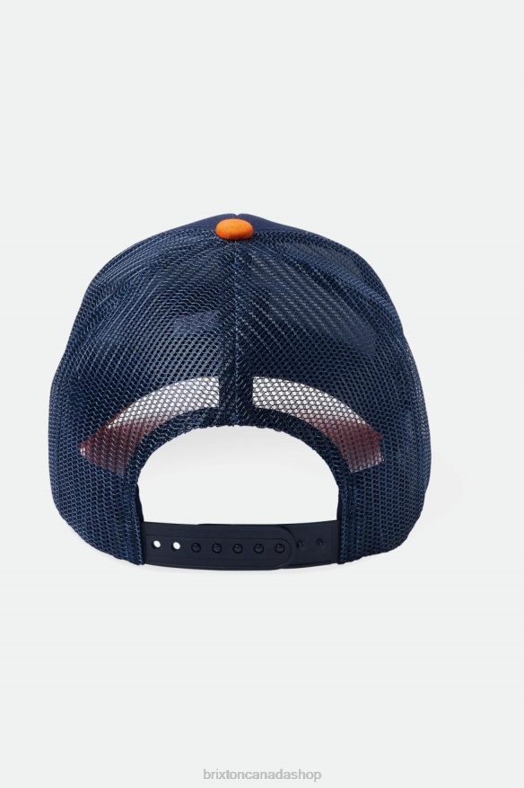 Brixton Accessories Washed Navy/Paradise Orange Men Crest Netplus MP Trucker Hat HFR00P255