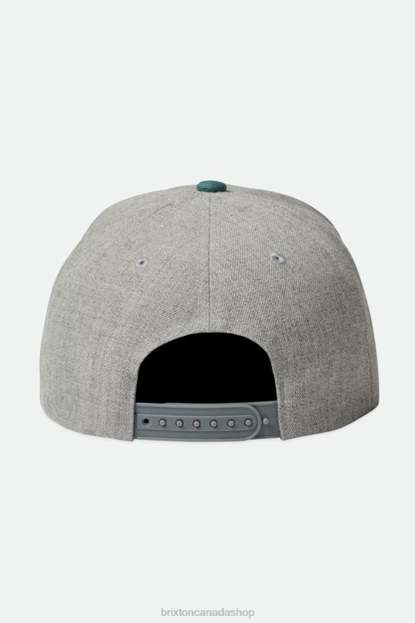 Brixton Accessories Dark Heather Grey/Dark Green Men Crest C MP Snapback HFR00P262