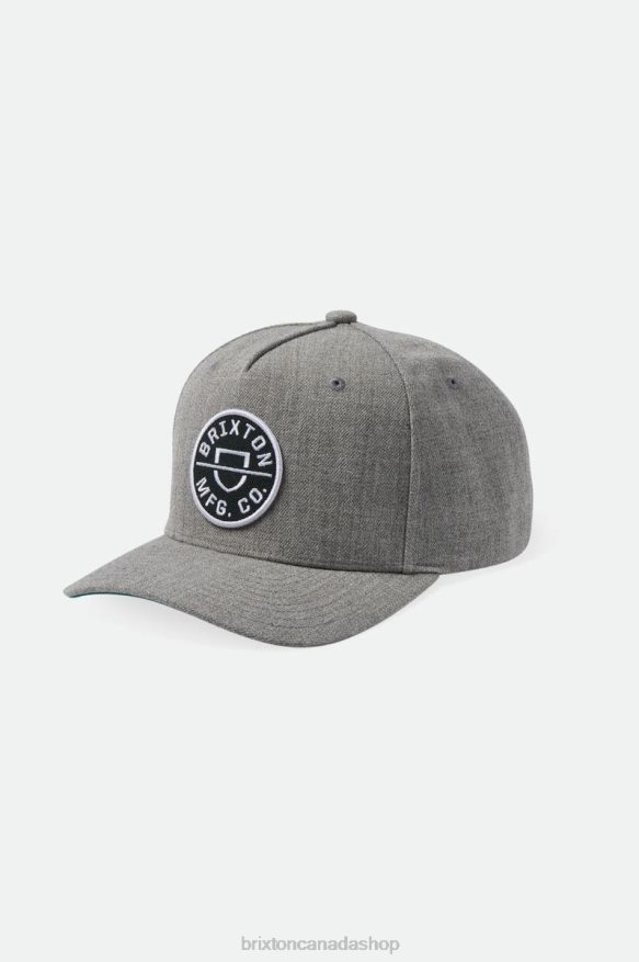 Brixton Accessories Dark Heather Grey/Kelly Green Men Crest MP Snapback HFR00P259