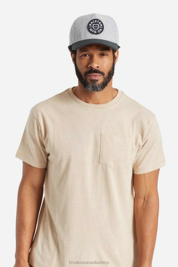 Brixton Accessories Heather Grey/Black Men Crest C Netplus MP Snapback HFR00P260