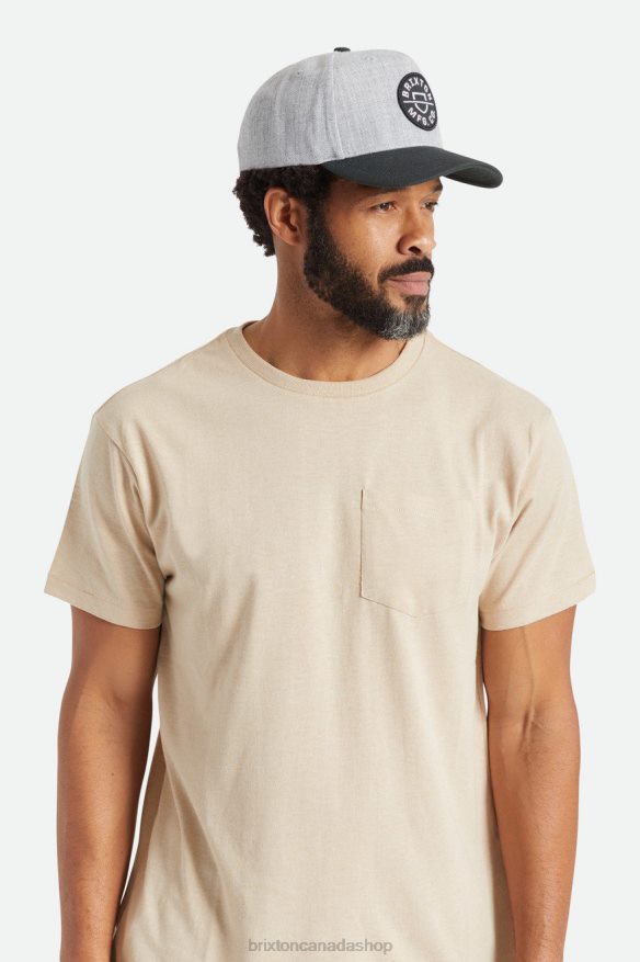 Brixton Accessories Heather Grey/Black Men Crest C Netplus MP Snapback HFR00P260