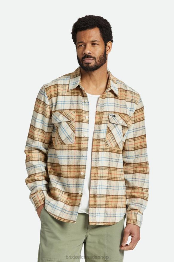 Brixton Apparel Off White/Whitecap/Dark Earth Men Bowery L/S Flannel HFR00P17
