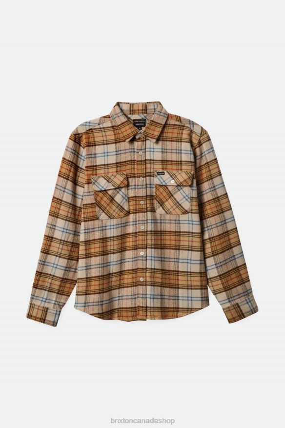 Brixton Apparel Off White/Whitecap/Dark Earth Men Bowery L/S Flannel HFR00P17