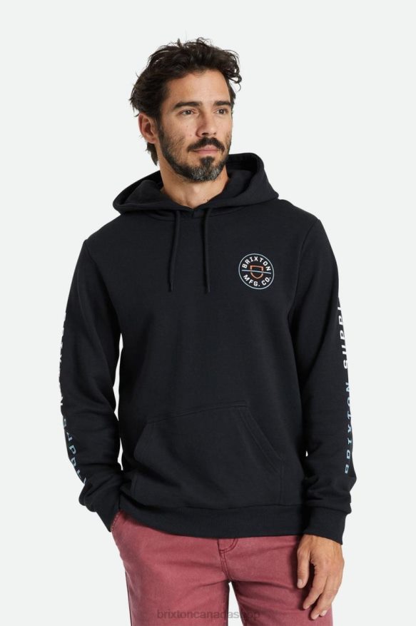 Brixton Apparel Black/Dusty Blue/Burnt Red Men Crest Hood HFR00P130