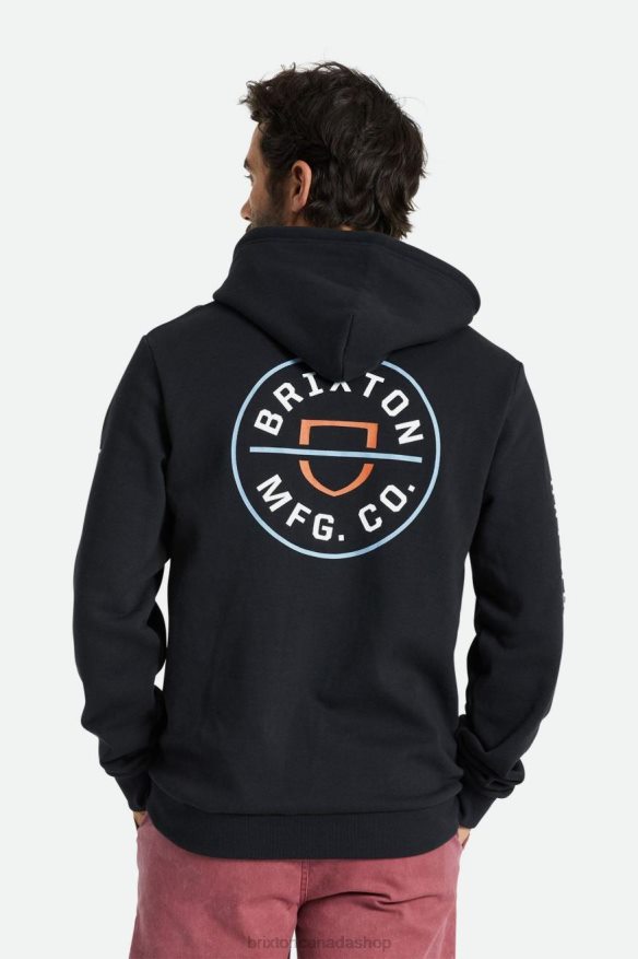 Brixton Apparel Black/Dusty Blue/Burnt Red Men Crest Hood HFR00P130