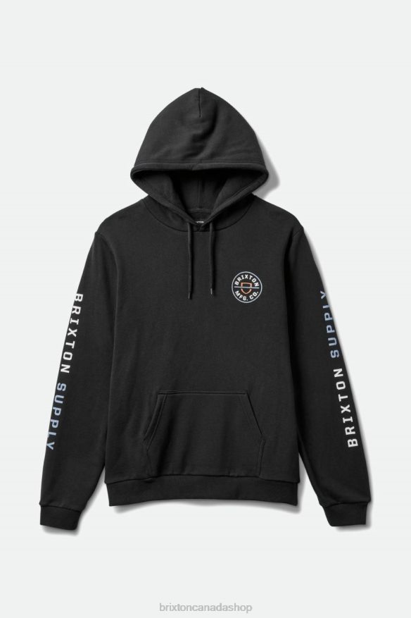 Brixton Apparel Black/Dusty Blue/Burnt Red Men Crest Hood HFR00P130