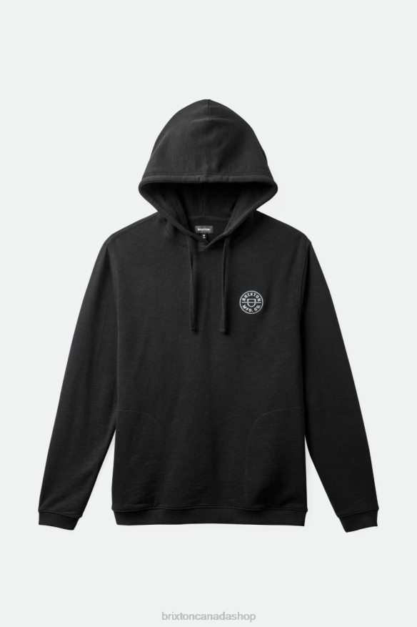Brixton Apparel Black Men Crest Summer Weight French Terry Hood HFR00P132