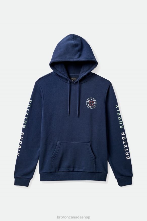 Brixton Apparel Washed Navy/White/Mineral Grey Men Crest Hood HFR00P131