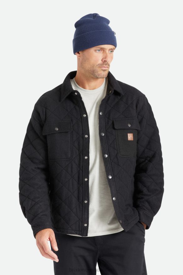 Brixton Apparel Black Men Cass Quilted Fleece Jacket HFR00P145