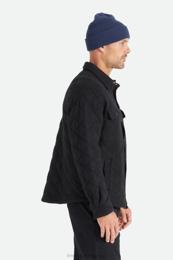 Brixton Apparel Black Men Cass Quilted Fleece Jacket HFR00P145