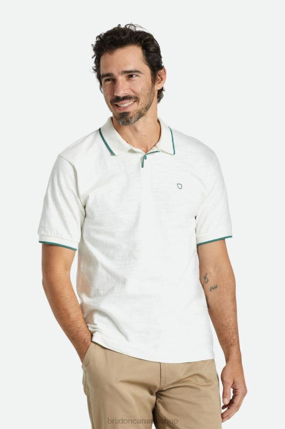 Brixton Apparel Off White/Spruce Men Proper Slub S/S Polo HFR00P121