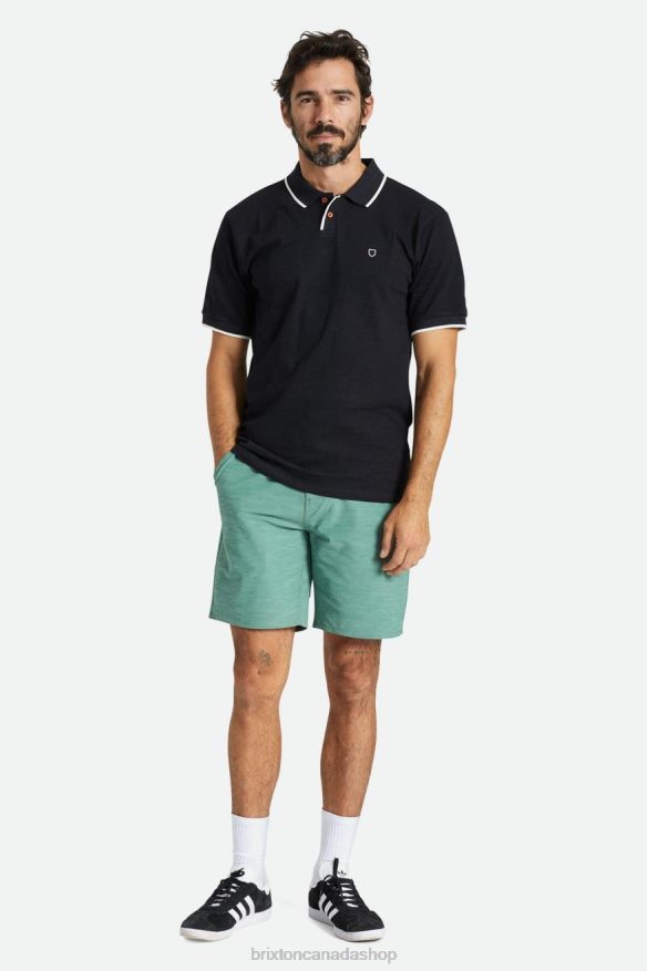 Brixton Apparel Washed Black/Off White Men Proper Slub S/S Polo HFR00P119