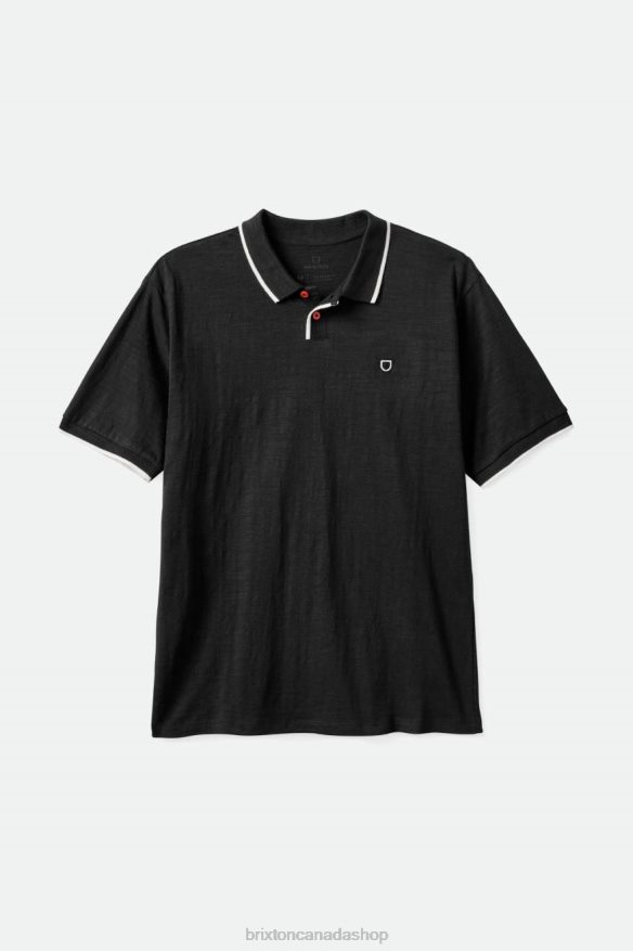 Brixton Apparel Washed Black/Off White Men Proper Slub S/S Polo HFR00P119