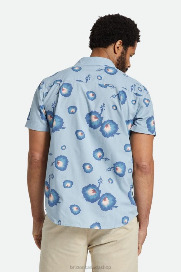 Brixton Apparel Dusty Blue/Pacific Blue/Coral Pink Men Charter Print S/S Woven Shirt HFR00P10