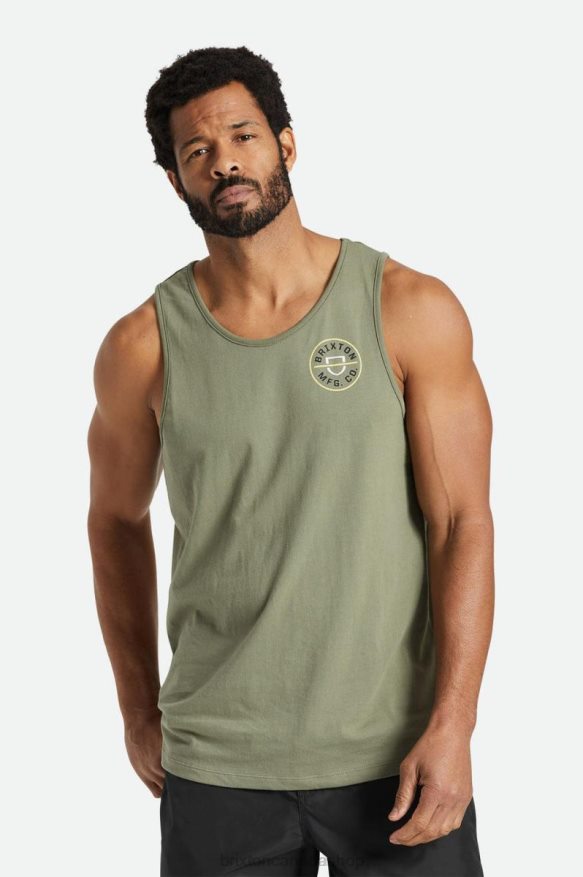 Brixton Apparel Olive Surplus Men Crest Tank Top HFR00P126