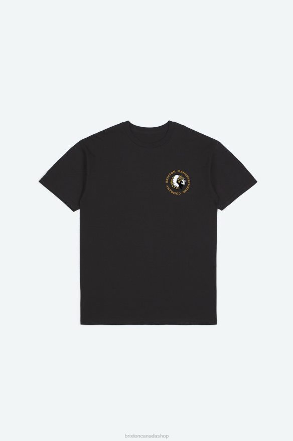 Brixton Apparel Black Garment Dye Men Rival Stamp S/S Standard Tee HFR00P80