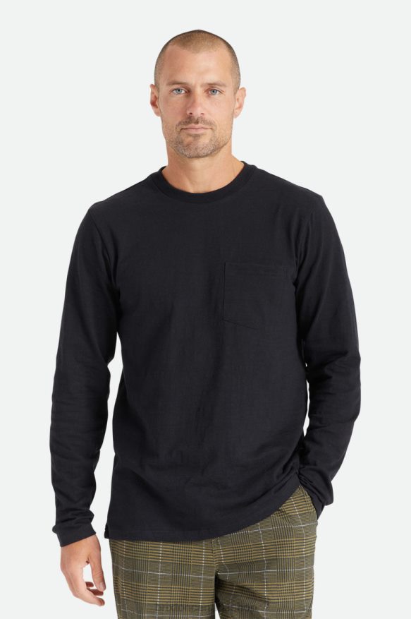 Brixton Apparel Black Men Basic Slub L/S Pocket Tee HFR00P101