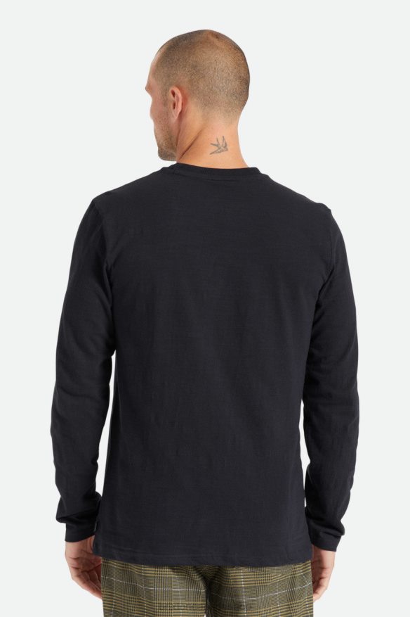Brixton Apparel Black Men Basic Slub L/S Pocket Tee HFR00P101