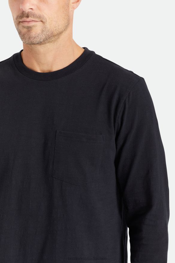 Brixton Apparel Black Men Basic Slub L/S Pocket Tee HFR00P101