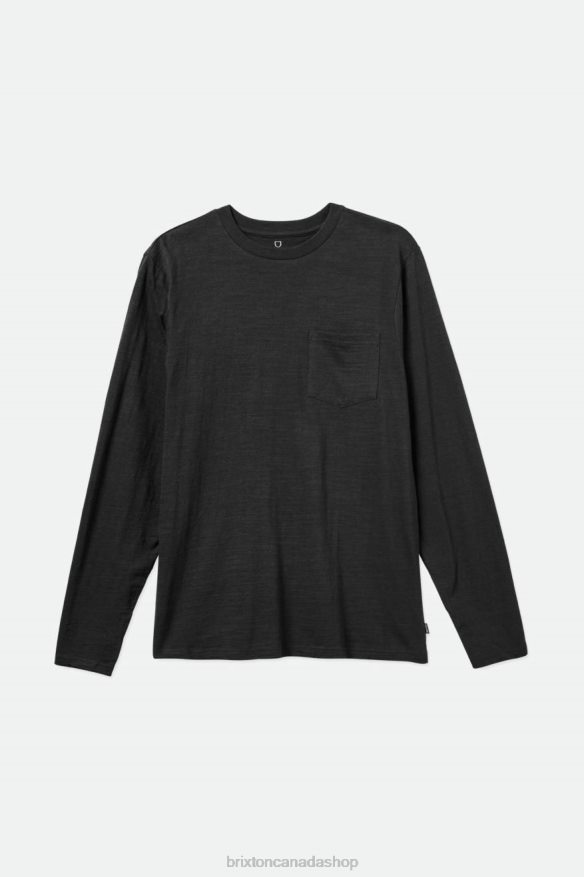 Brixton Apparel Black Men Basic Slub L/S Pocket Tee HFR00P101