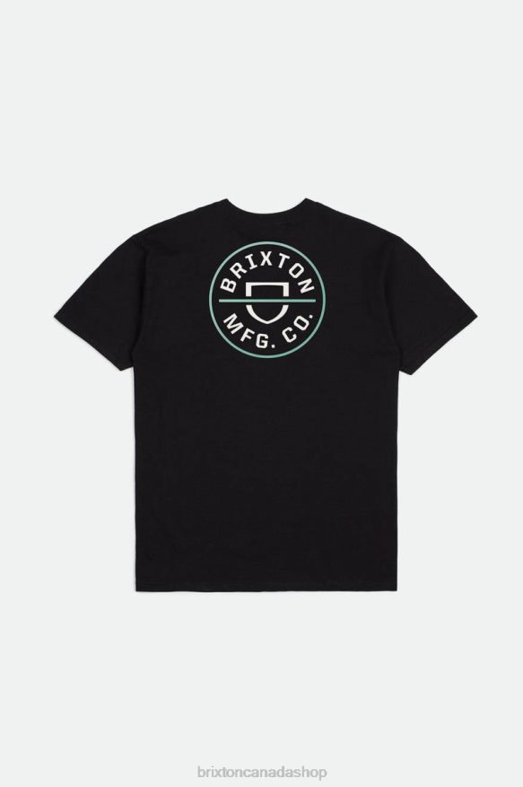 Brixton Apparel Black/Off White/Jade Men Crest II S/S Standard Tee HFR00P56