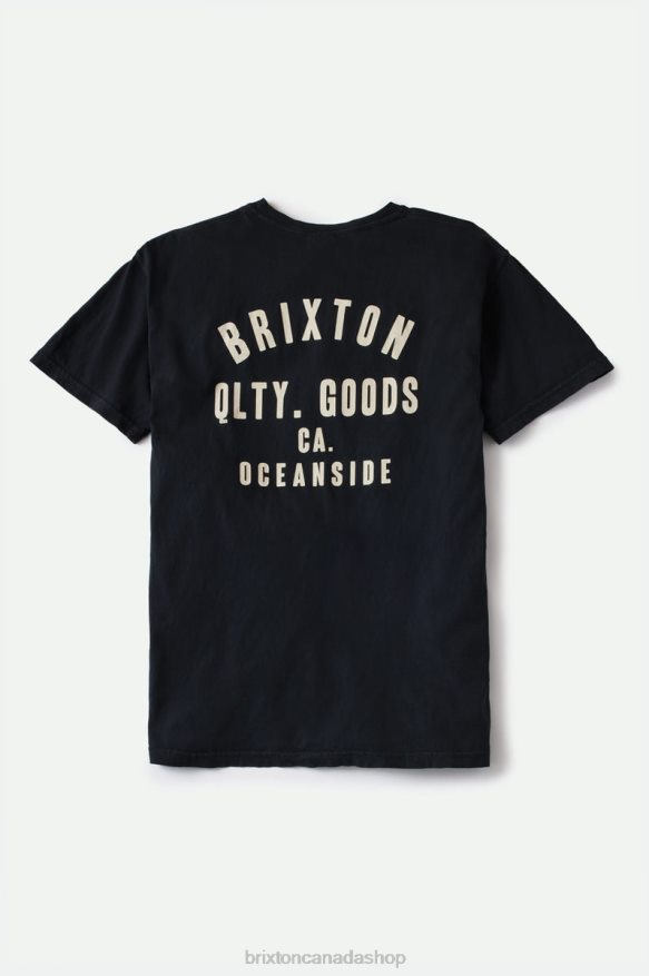 Brixton Apparel Black/White Garment Dye Men Woodburn Oceanside S/S Standard Tee HFR00P109