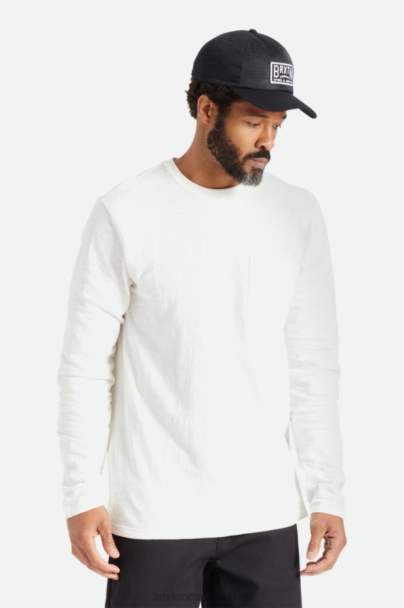 Brixton Apparel Off White Men Basic Slub L/S Pocket Tee HFR00P102