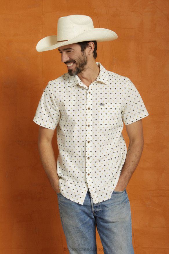Brixton Apparel Off White/Straw/Dark Earth Men Charter Print S/S Woven HFR00P8