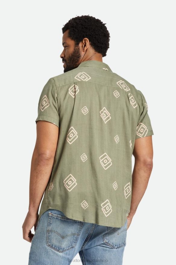 Brixton Apparel Olive Surplus/Coral Pink Men Charter Slub S/S Woven HFR00P2