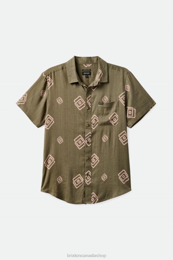 Brixton Apparel Olive Surplus/Coral Pink Men Charter Slub S/S Woven HFR00P2