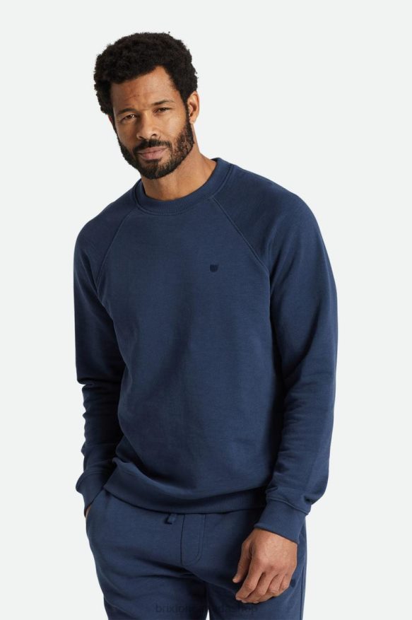 Brixton Apparel Washed Navy Men Slub French Terry Crew HFR00P136
