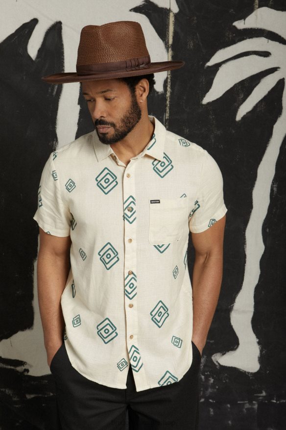 Brixton Apparel Whitecap/Spruce Men Charter Slub S/S Woven HFR00P1