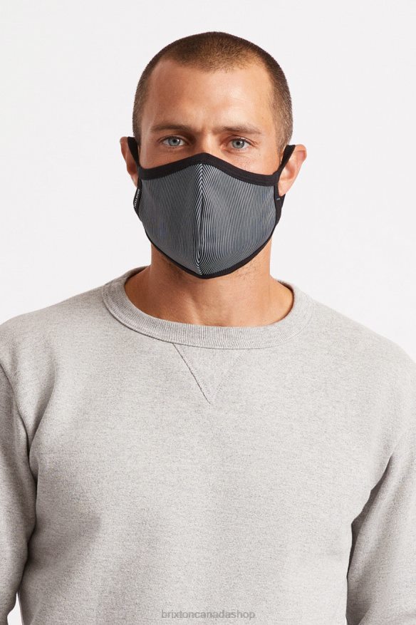 Brixton Accessories Black Engineer Stripe Unisex Reversible Face Mask HFR00P396