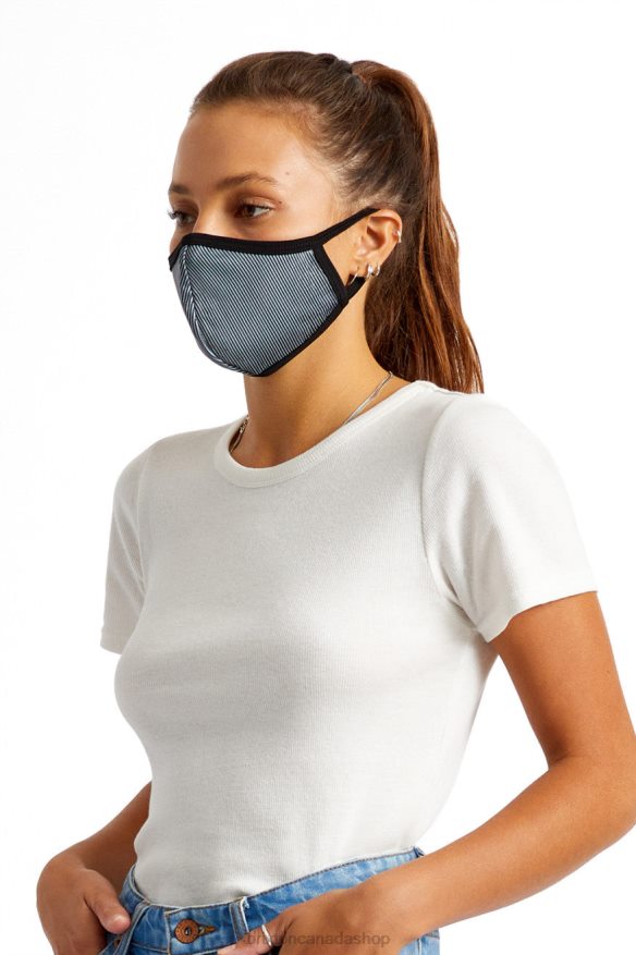 Brixton Accessories Black Engineer Stripe Unisex Reversible Face Mask HFR00P396