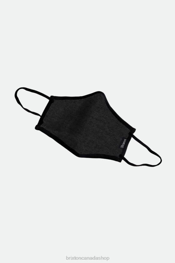 Brixton Accessories Black Herringbone Unisex Antimicrobial 4-Way Stretch Face Mask HFR00P387