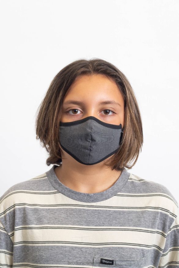 Brixton Accessories Black Herringbone Unisex Youth Antimicrobial Face Mask HFR00P408