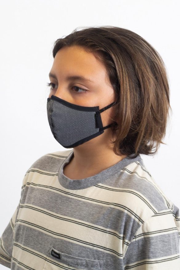 Brixton Accessories Black Herringbone Unisex Youth Antimicrobial Face Mask HFR00P408