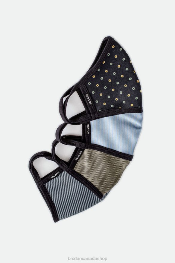 Brixton Accessories Olive Herringbone Unisex Reversible Face Mask HFR00P399