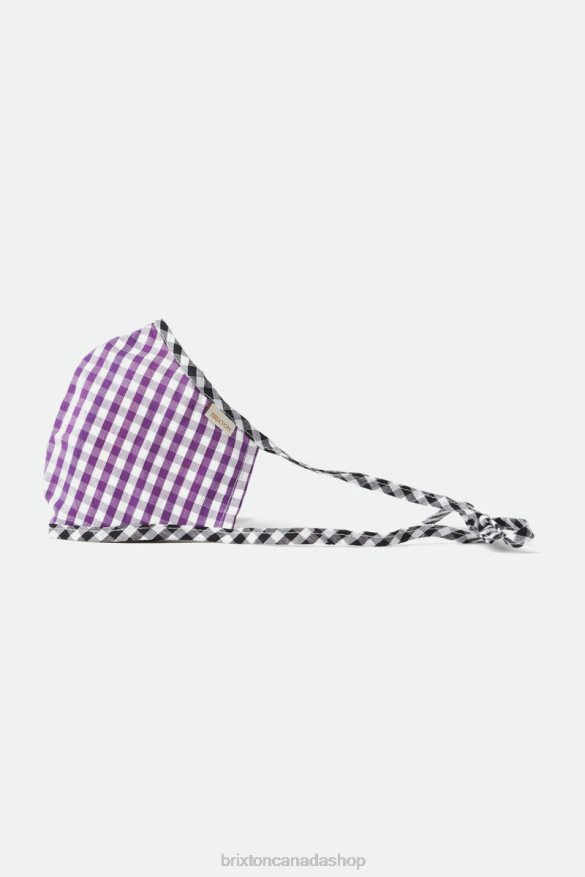 Brixton Accessories Purple Gingham Unisex Lightweight Antimicrobial Face Mask HFR00P406